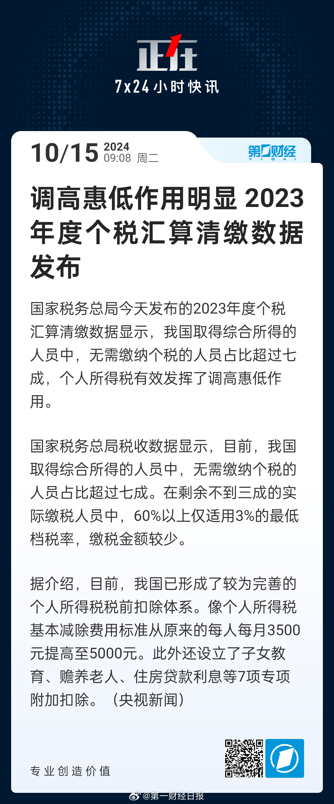 2023年度个税汇算清缴数据发布，变化展现经济自信，成就见证辉煌