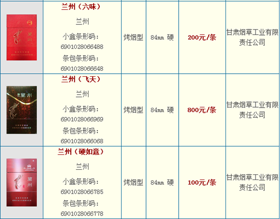 兰州烟全面价格图片及小巷深处的独特烟草风味